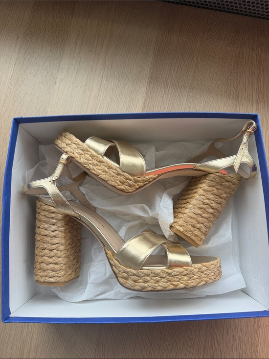 Stuart Weitzman Shoes - Stuart Weitzman Gold Platform Espadrille - Women